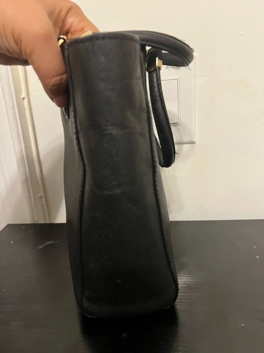 Coach Black Saffiano Leather Tote with Gold-Tone Hardware